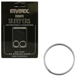 Mini Plain Sleepers 8mm Sterling Silver (925)